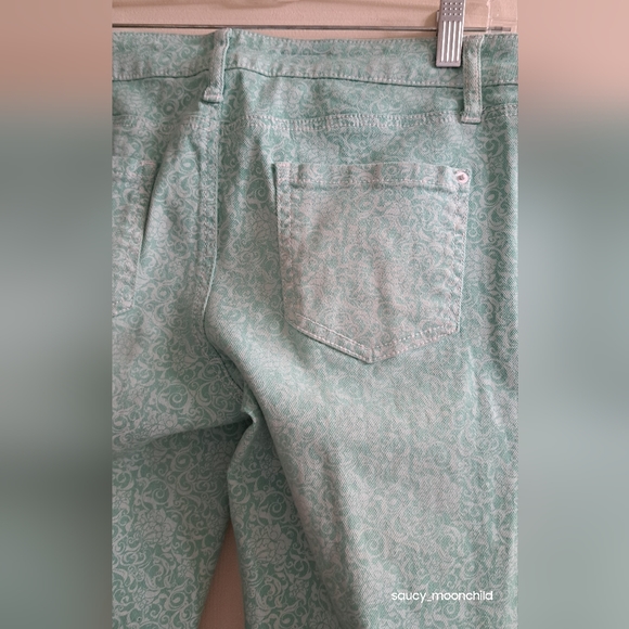 Bisou Bisou • Seafoam Green Pastel Spring Floral Printed Skinny Jeans Womens 10 - Picture 8 of 11